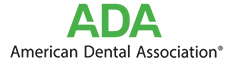 The image shows a logo with the text  ADA  prominently displayed at the top, followed by  American Dental Association,  indicating the name of an organization related to dental care.