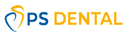 The image is a logo with text that reads  SPS DENTAL  above a graphic design resembling a stylized tooth, set against a background with a partial view of a person s profile.